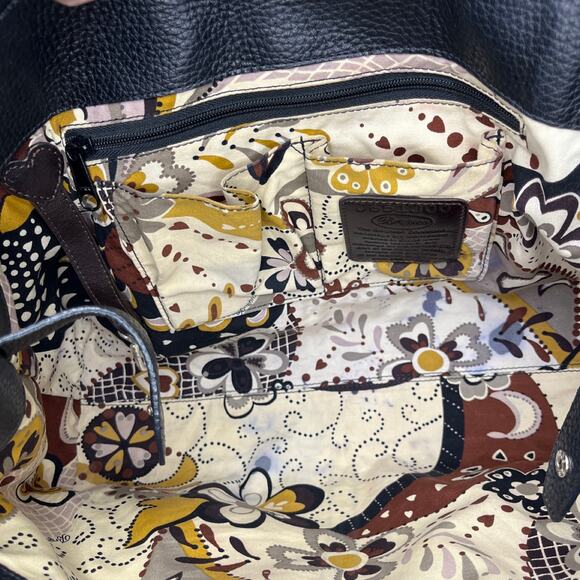 Brighton Croc Embossed Leather Shoulder Tote Bag Brown Black Large Boho Floral - Picture 8 of 15